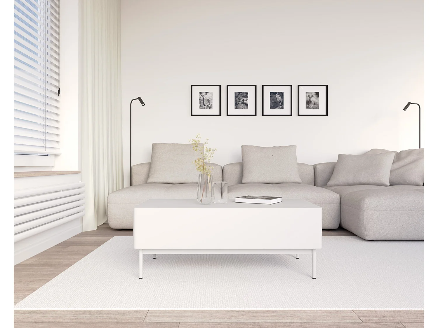 Couchtisch mit zwei Klappen – weiß – 100x53 cm – OLIO