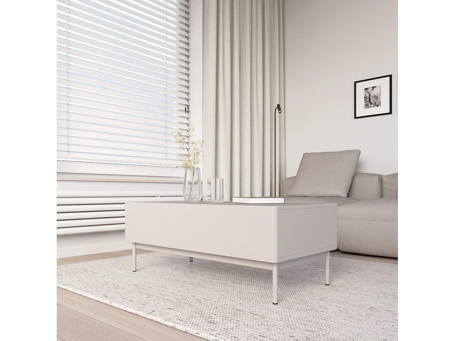 Couchtisch mit zwei Klappen – kaschmir – 100x53 cm – OLIO