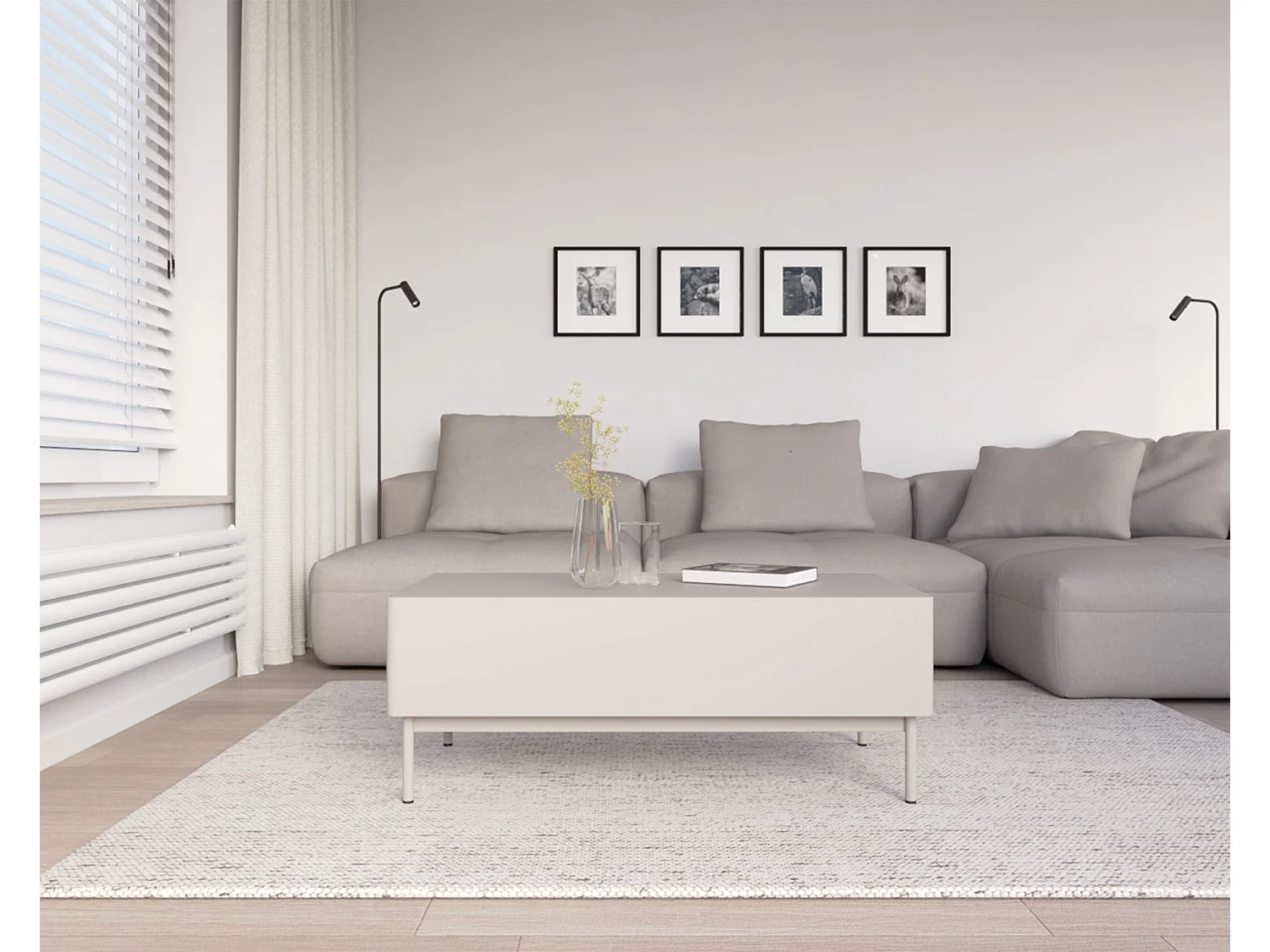 Couchtisch mit zwei Klappen – kaschmir – 100x53 cm – OLIO