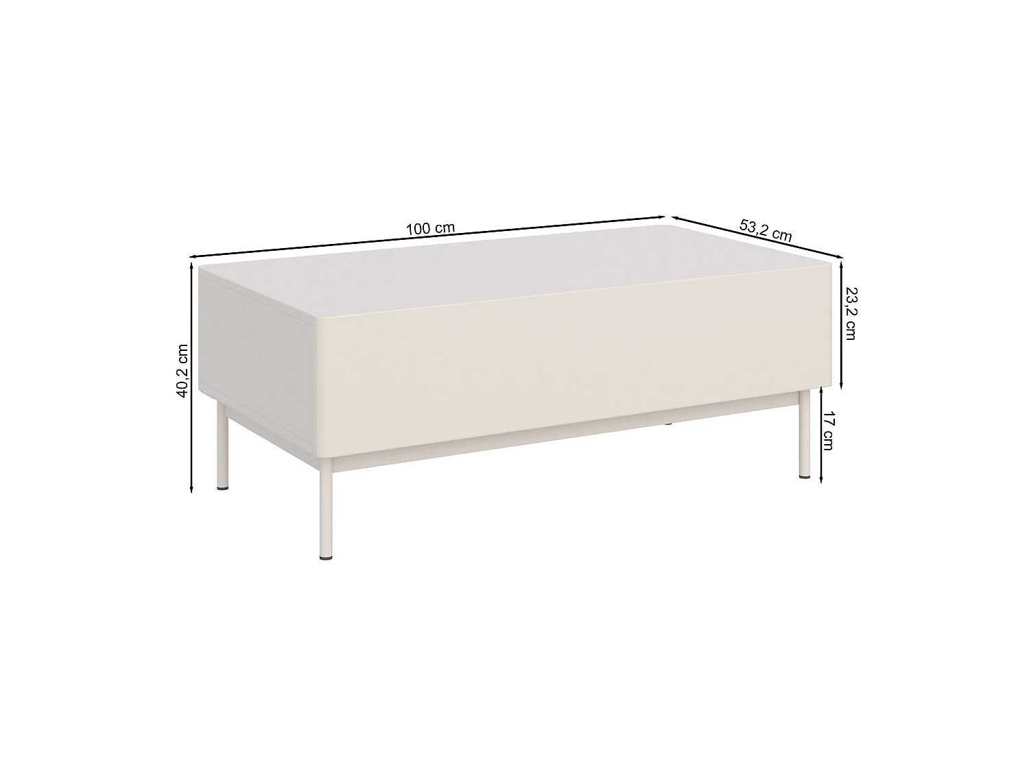 Couchtisch mit zwei Klappen – kaschmir – 100x53 cm – OLIO