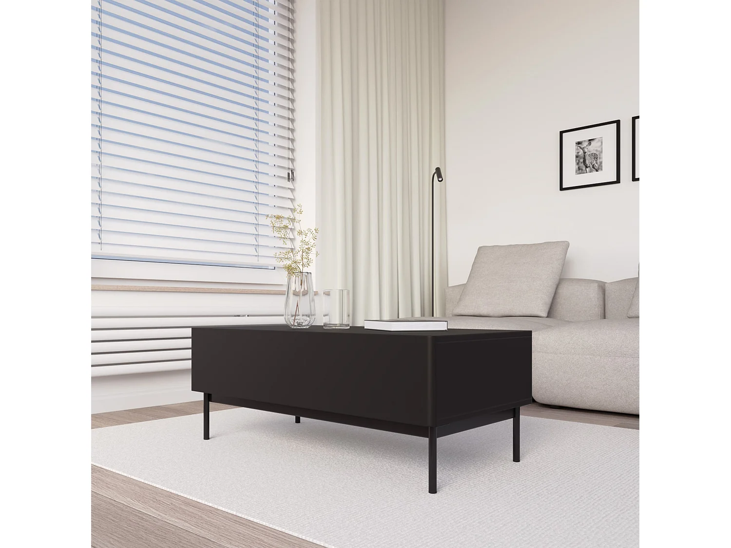 Couchtisch mit zwei Klappen – schwarz – 100x53 cm – OLIO