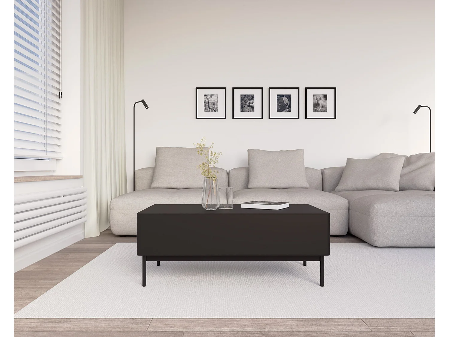 Couchtisch mit zwei Klappen – schwarz – 100x53 cm – OLIO