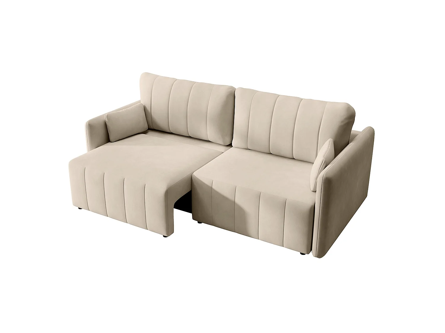 Canapé 3 places convertible – velours – pieds noirs – crème – PIERRA