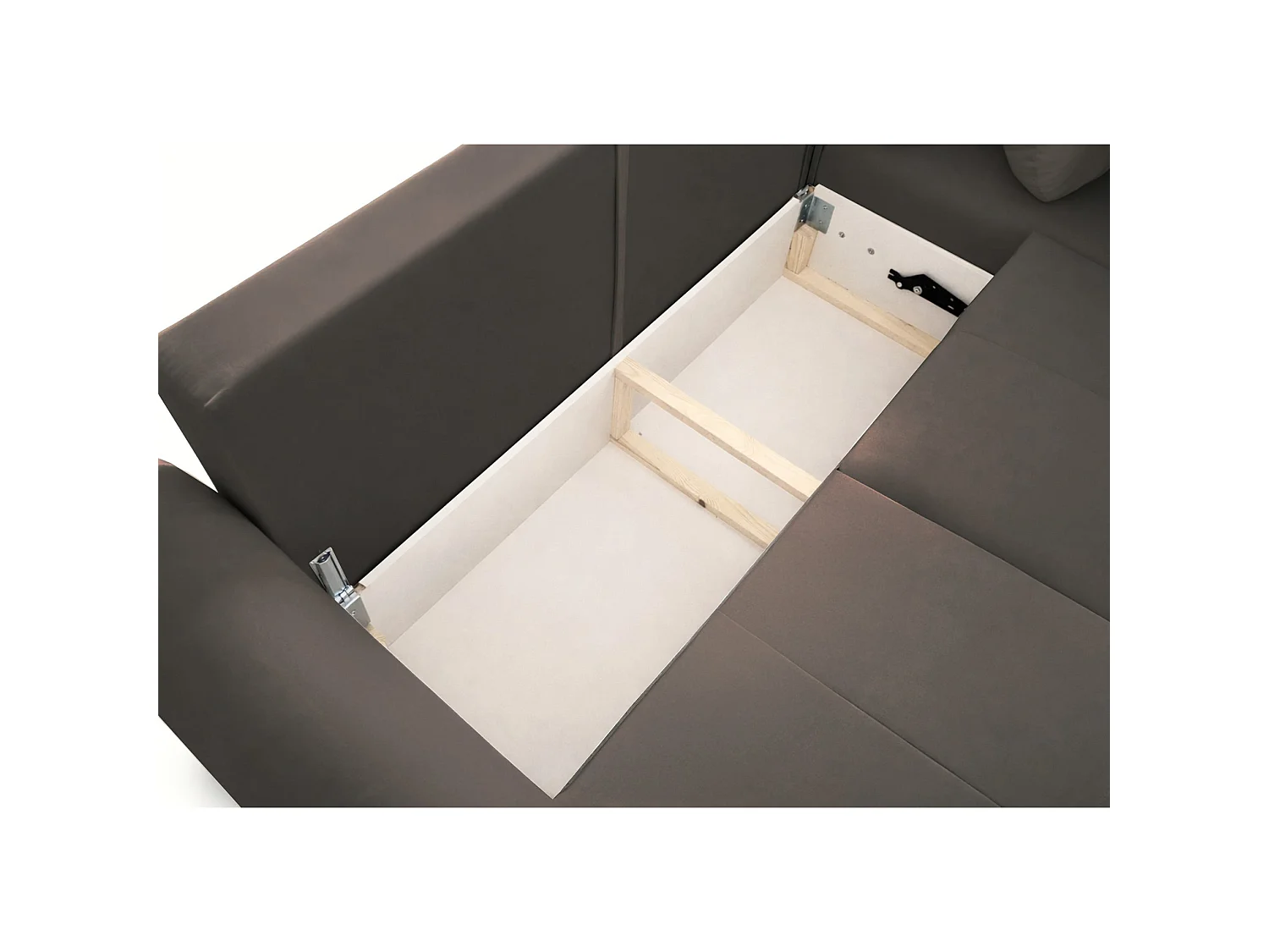 Canapé d'angle convertible en L - velours hydrophobe beige foncé - avec coffre - OLIDO