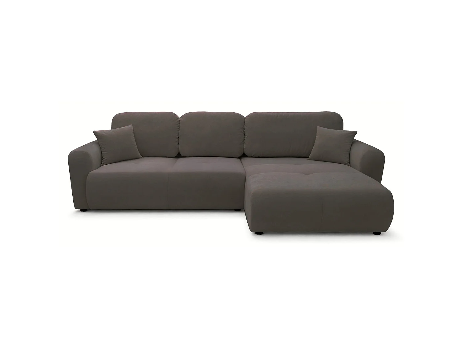 Canapé d'angle convertible en L - velours hydrophobe beige foncé - avec coffre - OLIDO