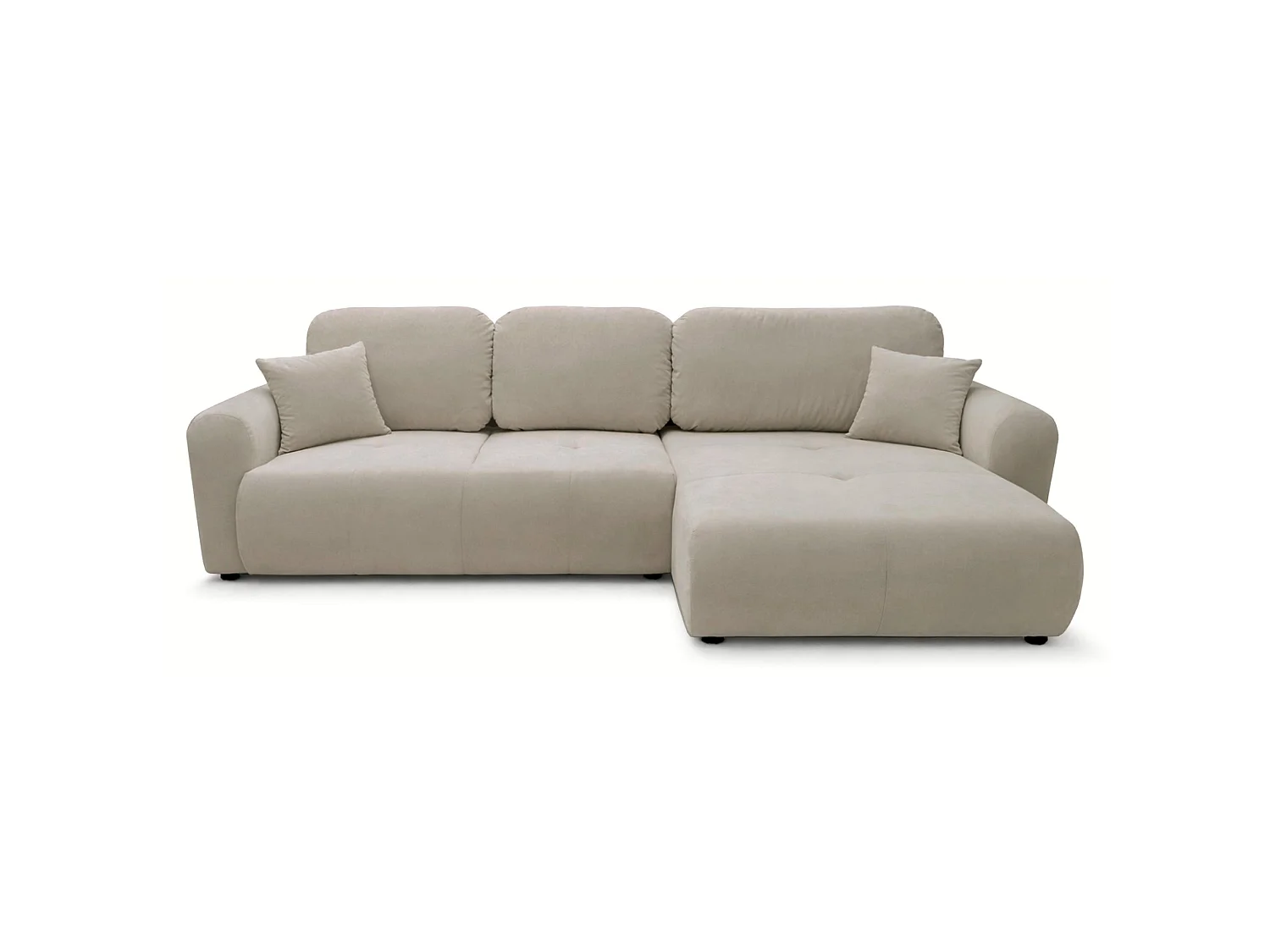 Canapé d'angle convertible en L - velours hydrophobe beige - avec coffre - OLIDO