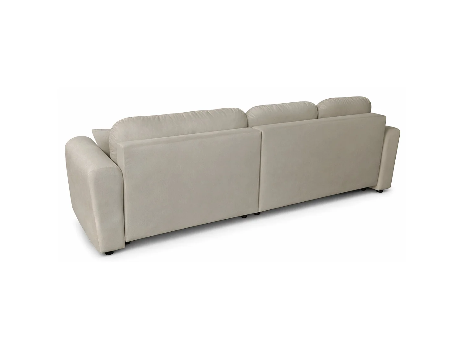 Canapé d'angle convertible en L - velours hydrophobe beige - avec coffre - OLIDO