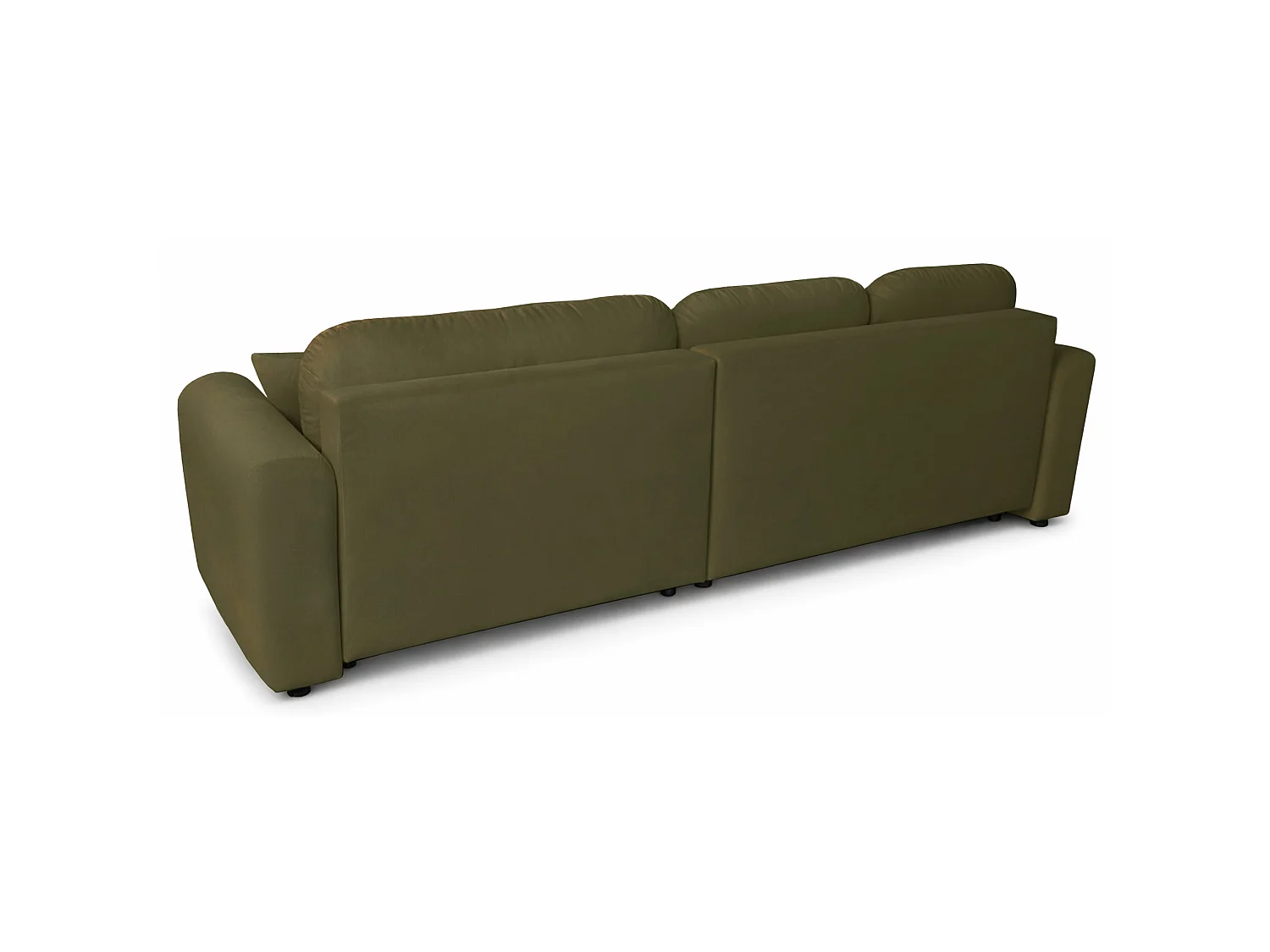 Canapé d'angle convertible en L - velours hydrophobe olive - avec coffre - OLIDO