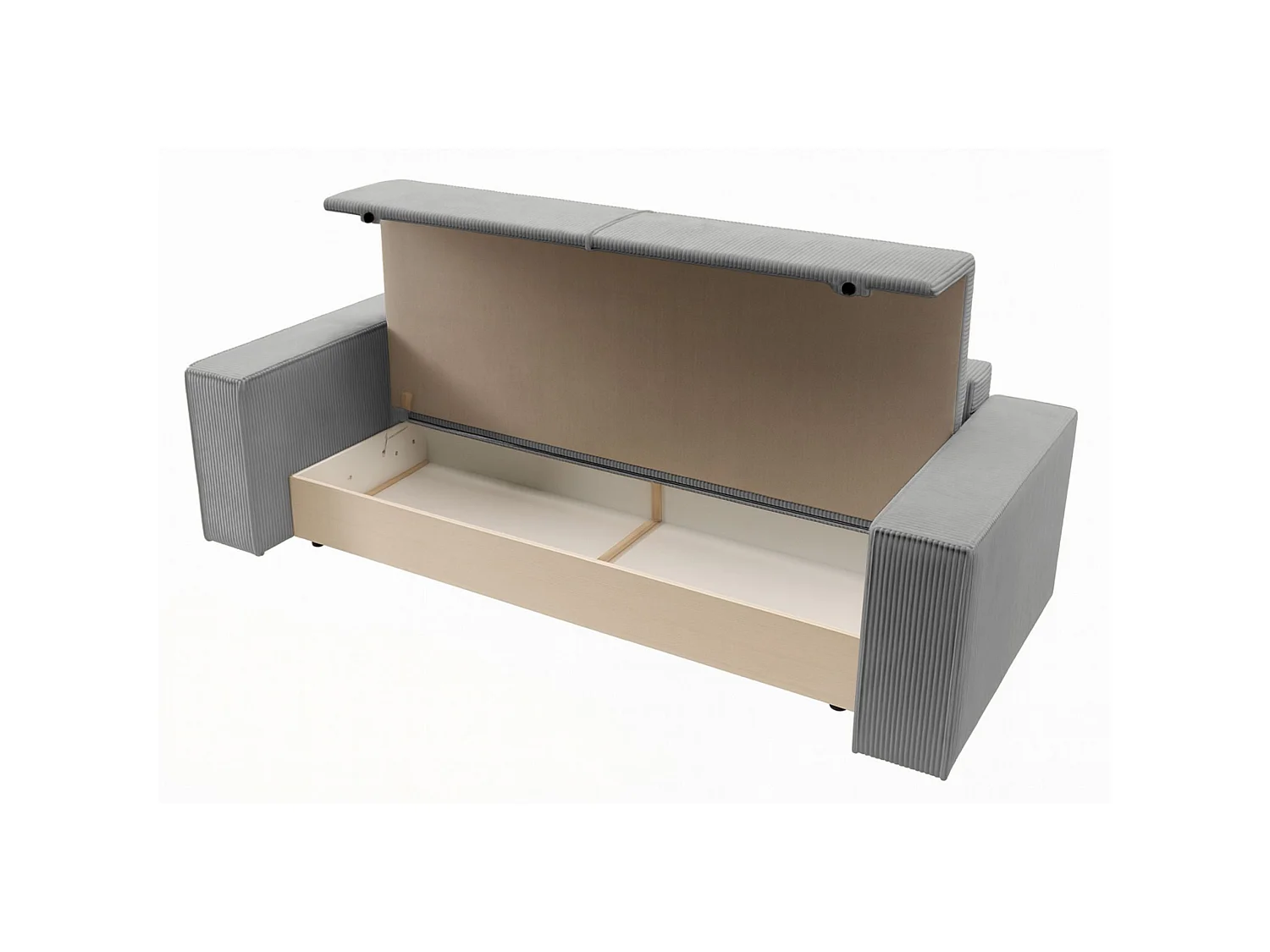 Sofa mit Schlaffunktion, Stauraum - Cordbezug - Hellgrau - FARESE