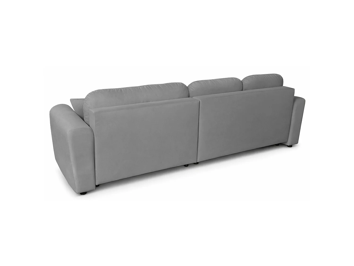 Canapé d'angle convertible en L - velours hydrophobe gris - avec coffre - OLIDO