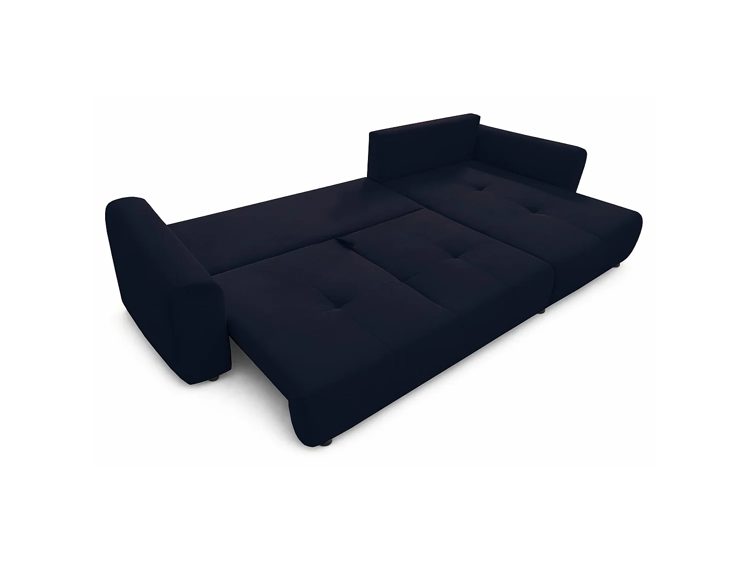 Canapé d'angle convertible en L - velours hydrophobe bleu marine - avec coffre - OLIDO