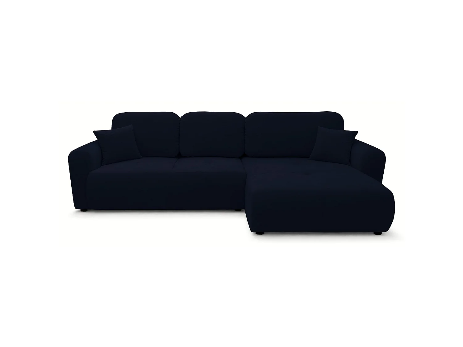 Canapé d'angle convertible en L - velours hydrophobe bleu marine - avec coffre - OLIDO