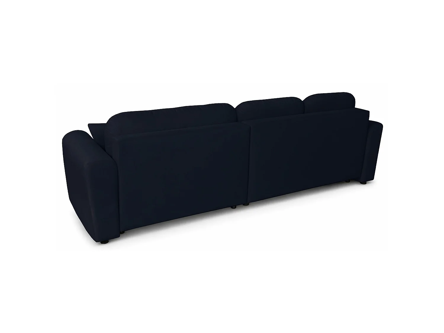 Canapé d'angle convertible en L - velours hydrophobe bleu marine - avec coffre - OLIDO