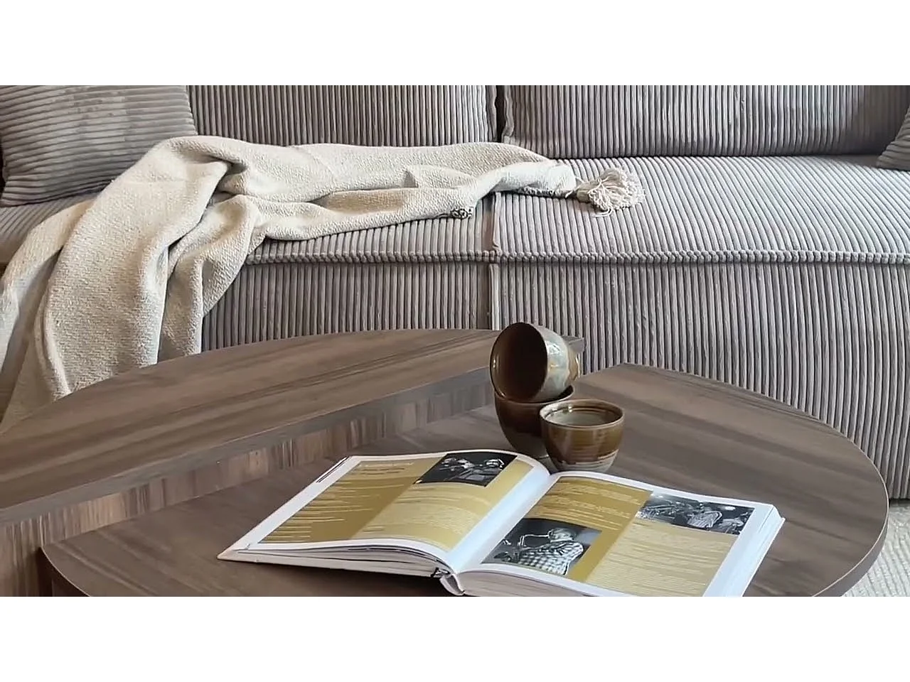 Sofa mit Schlaffunktion, Stauraum - Cordbezug - Dunkelgrau - FARESE