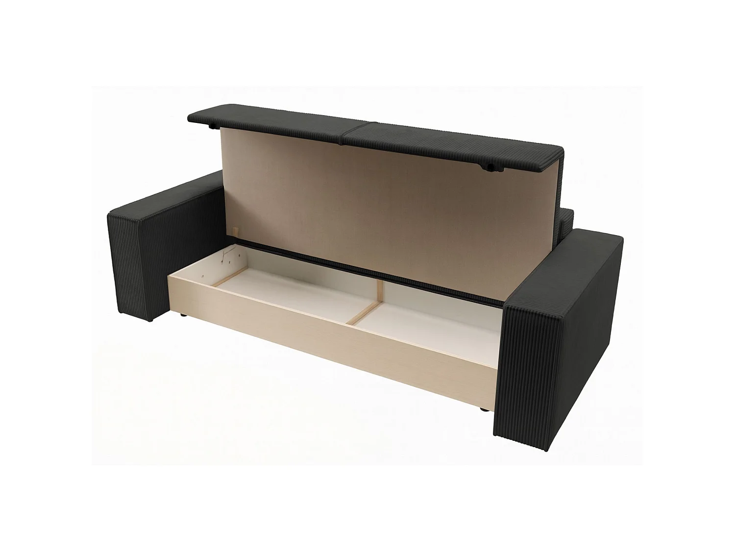 Sofa mit Schlaffunktion, Stauraum - Cordbezug - Dunkelgrau - FARESE