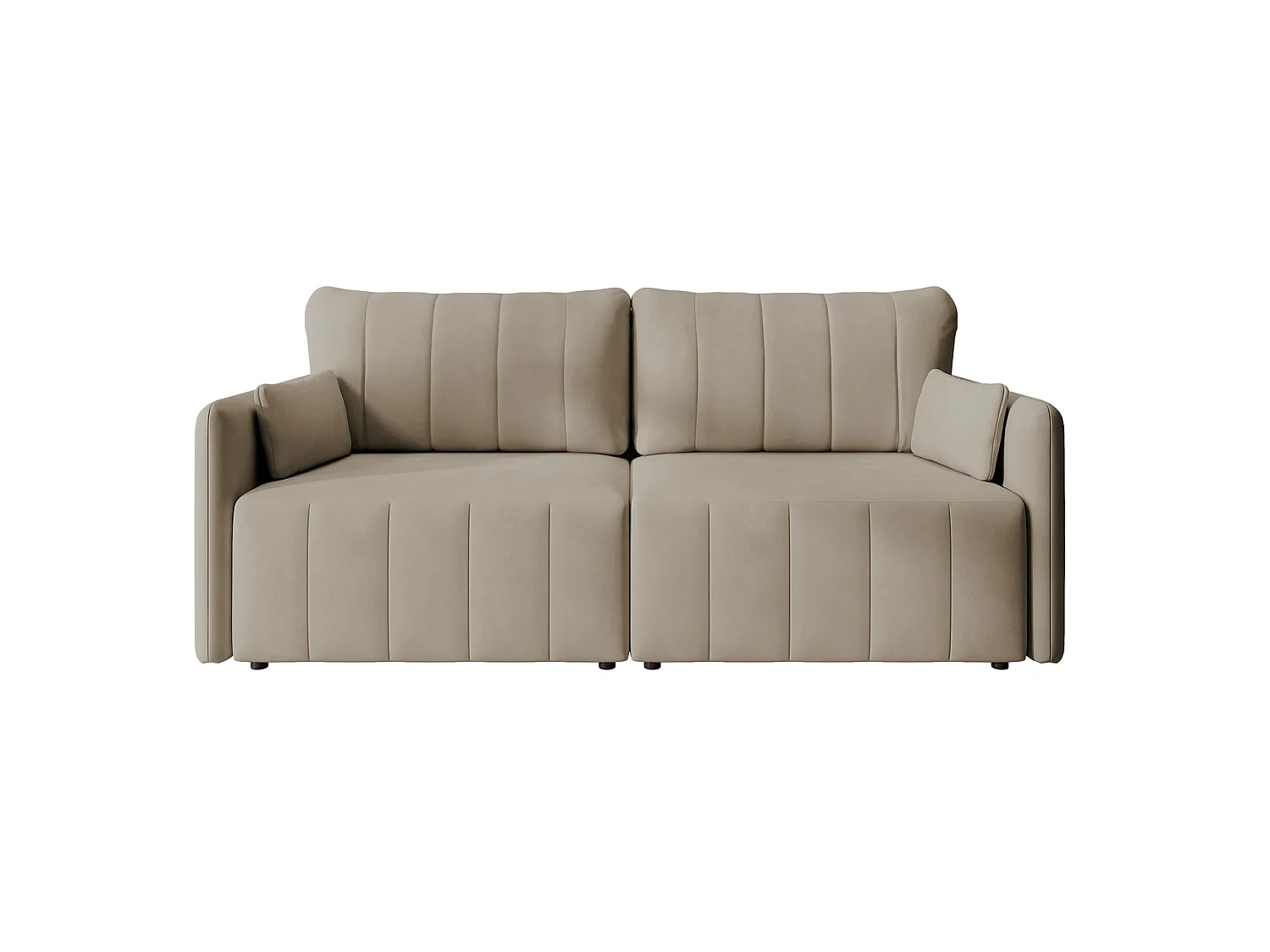 Canapé 3 places convertible – velours – pieds noirs – beige – PIERRA