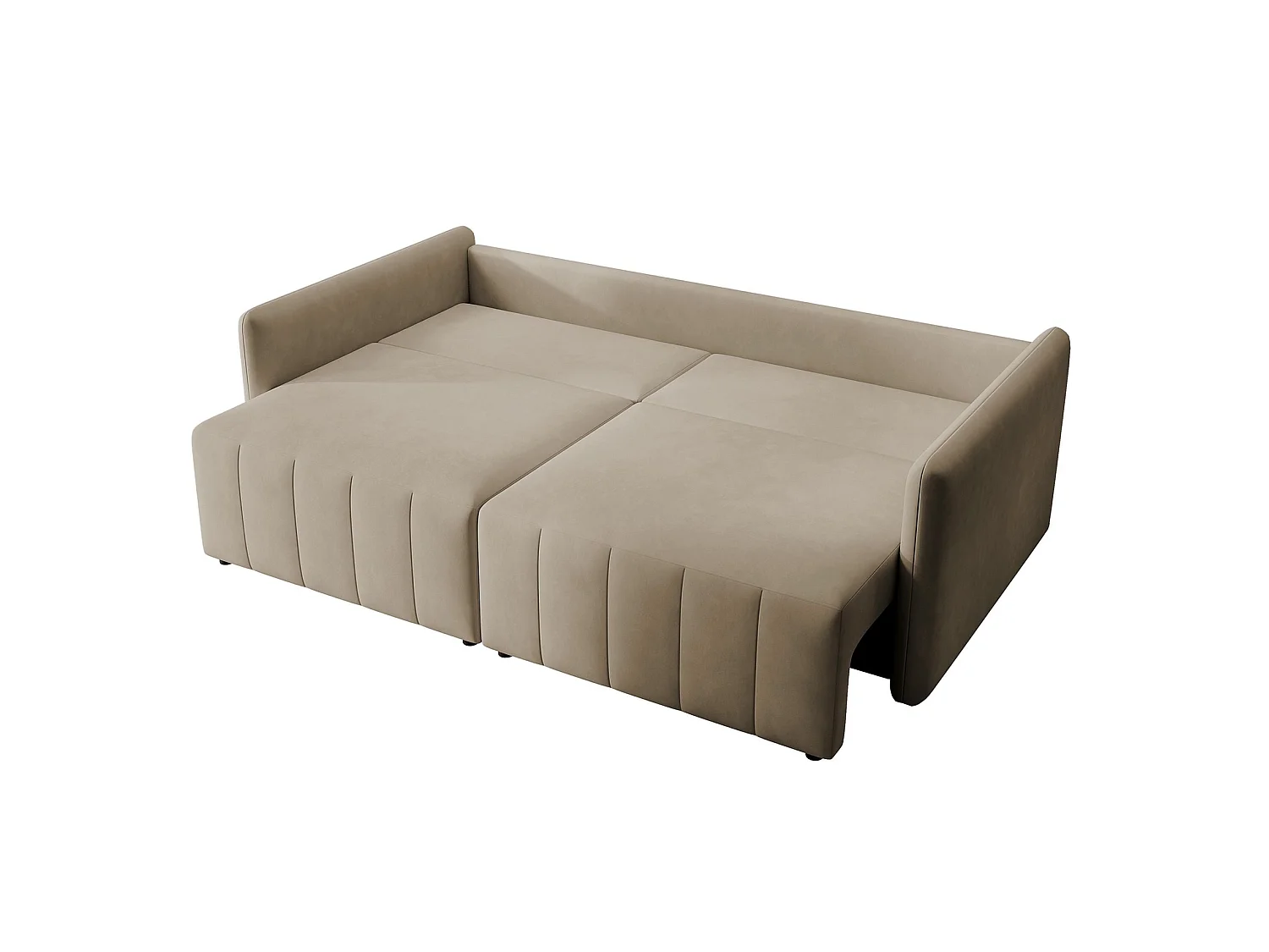 3-zitsbank in waterdicht fluweel met zwarte poten, beige - PIERRA