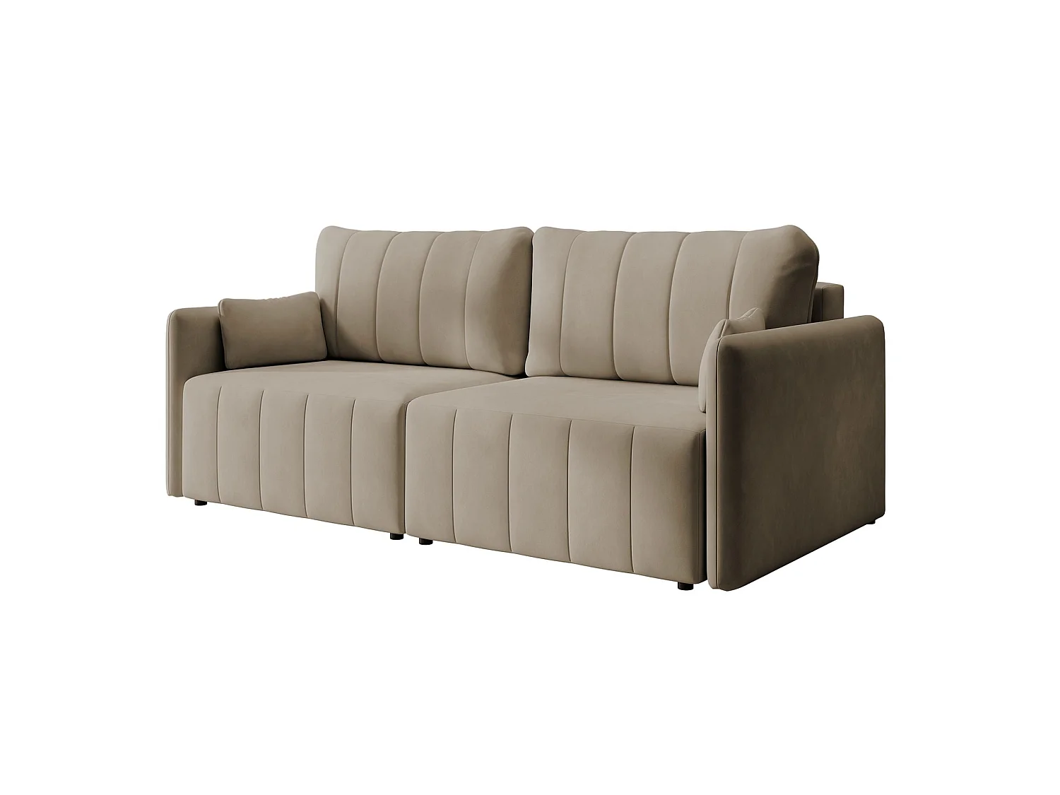 3-zitsbank in waterdicht fluweel met zwarte poten, beige - PIERRA