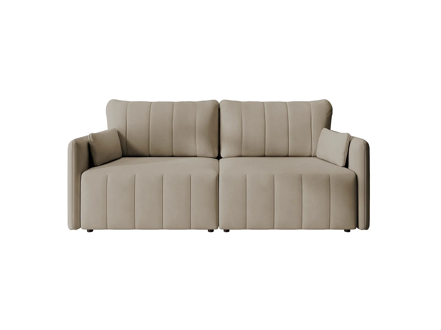 3-zitsbank in waterdicht fluweel met zwarte poten, beige - PIERRA