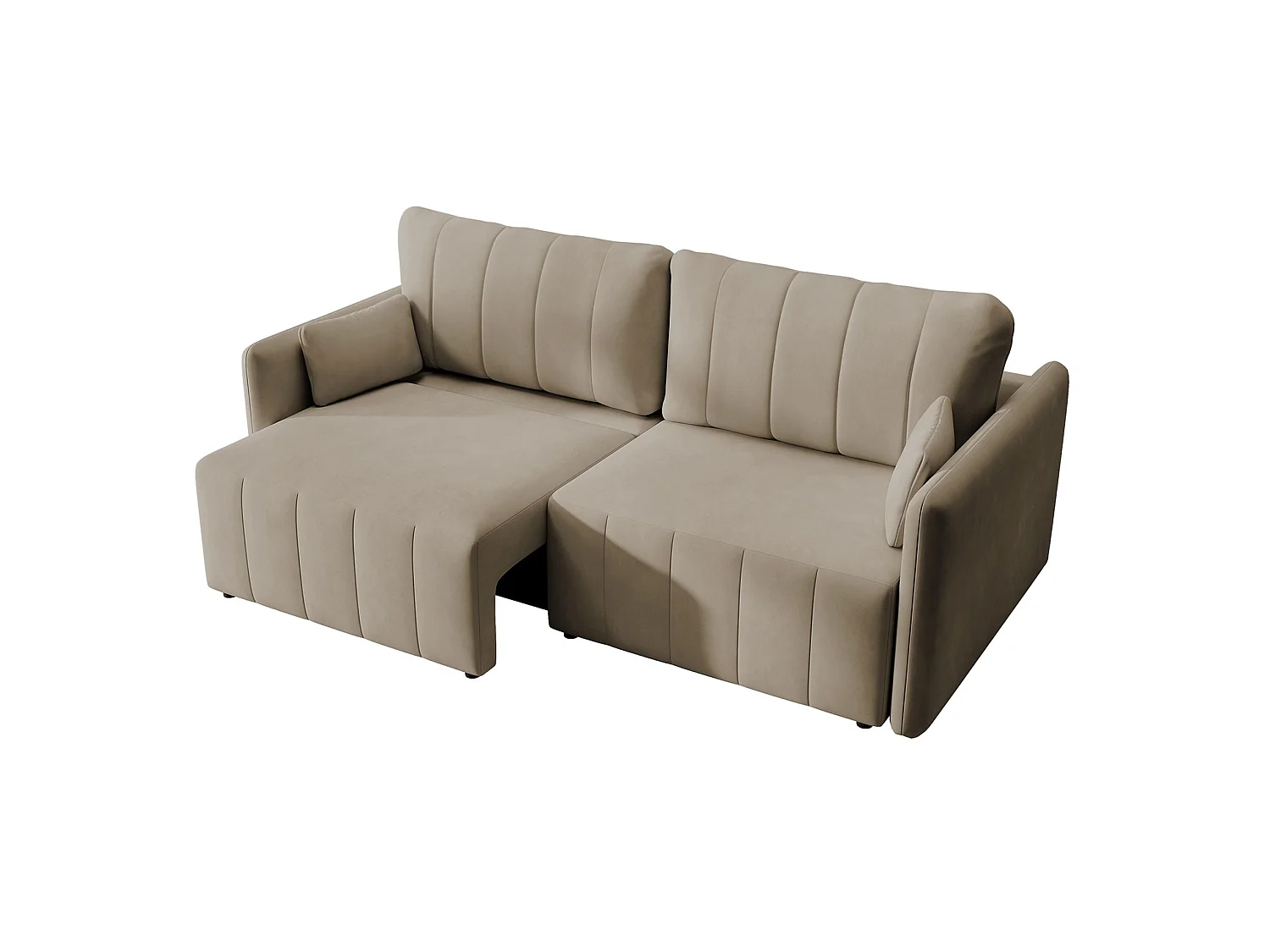 3-zitsbank in waterdicht fluweel met zwarte poten, beige - PIERRA