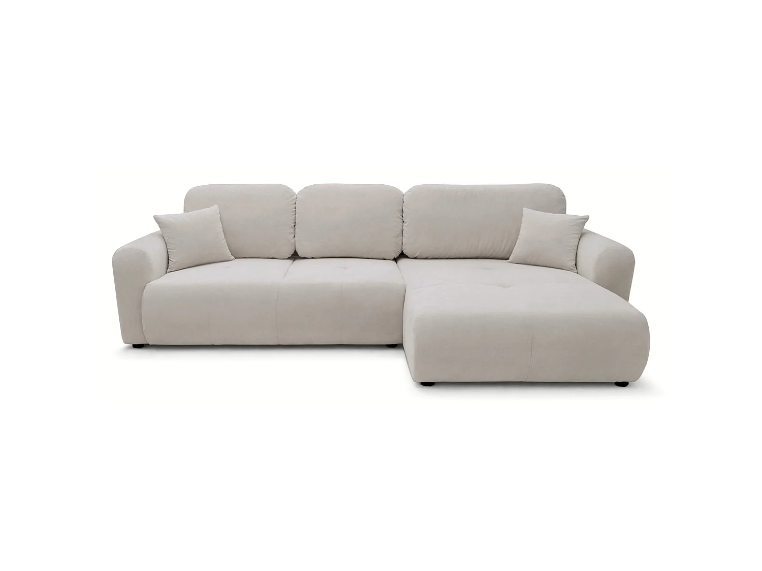 L-Form Eckschlafsofa - graubeiger Velours - mit Bettkasten - Olido
