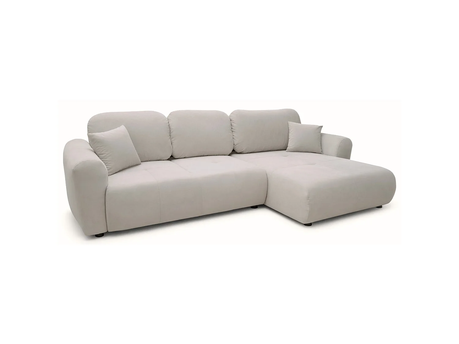 L-Form Eckschlafsofa - graubeiger Velours - mit Bettkasten - Olido