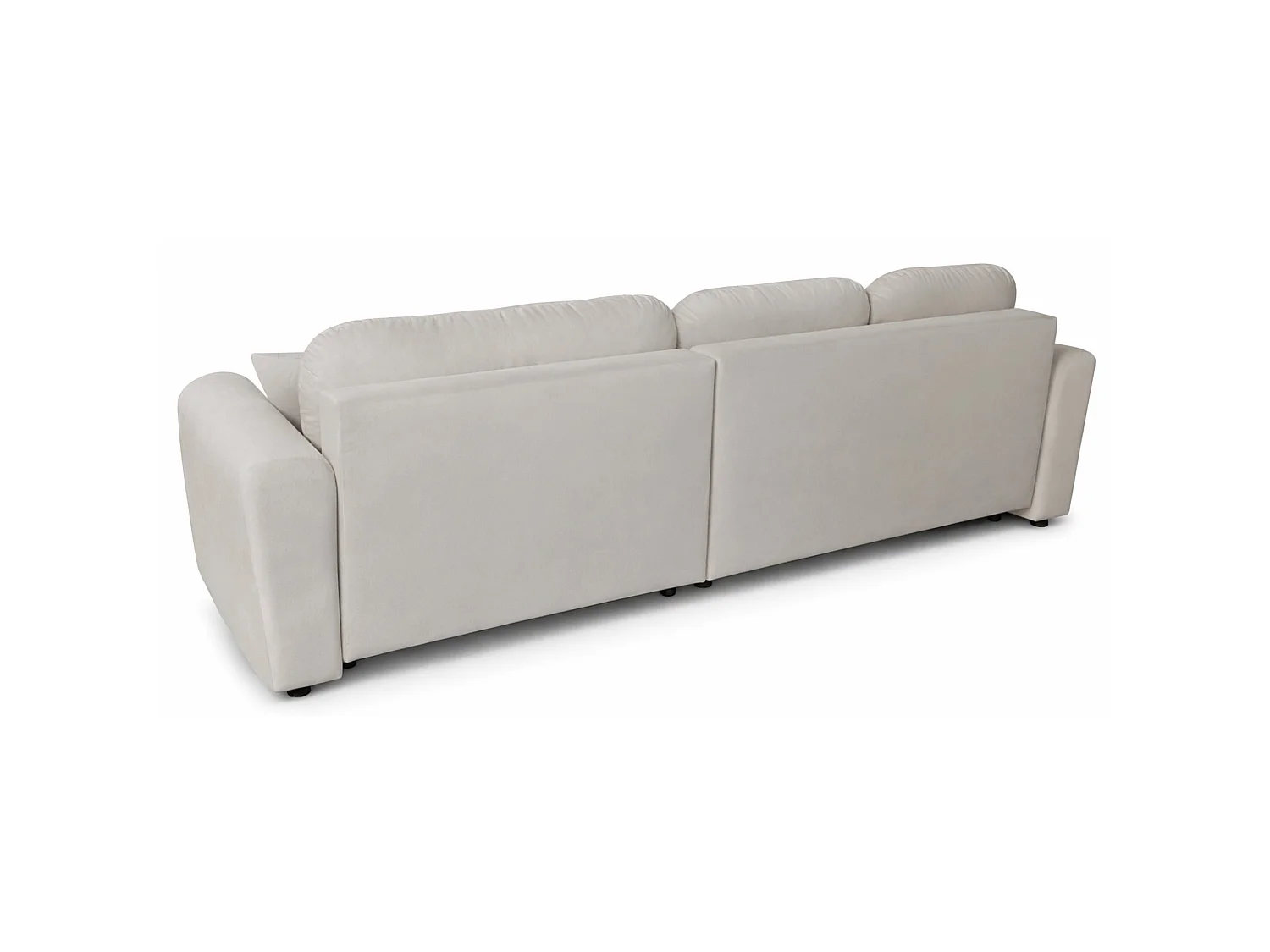L-Form Eckschlafsofa - graubeiger Velours - mit Bettkasten - Olido