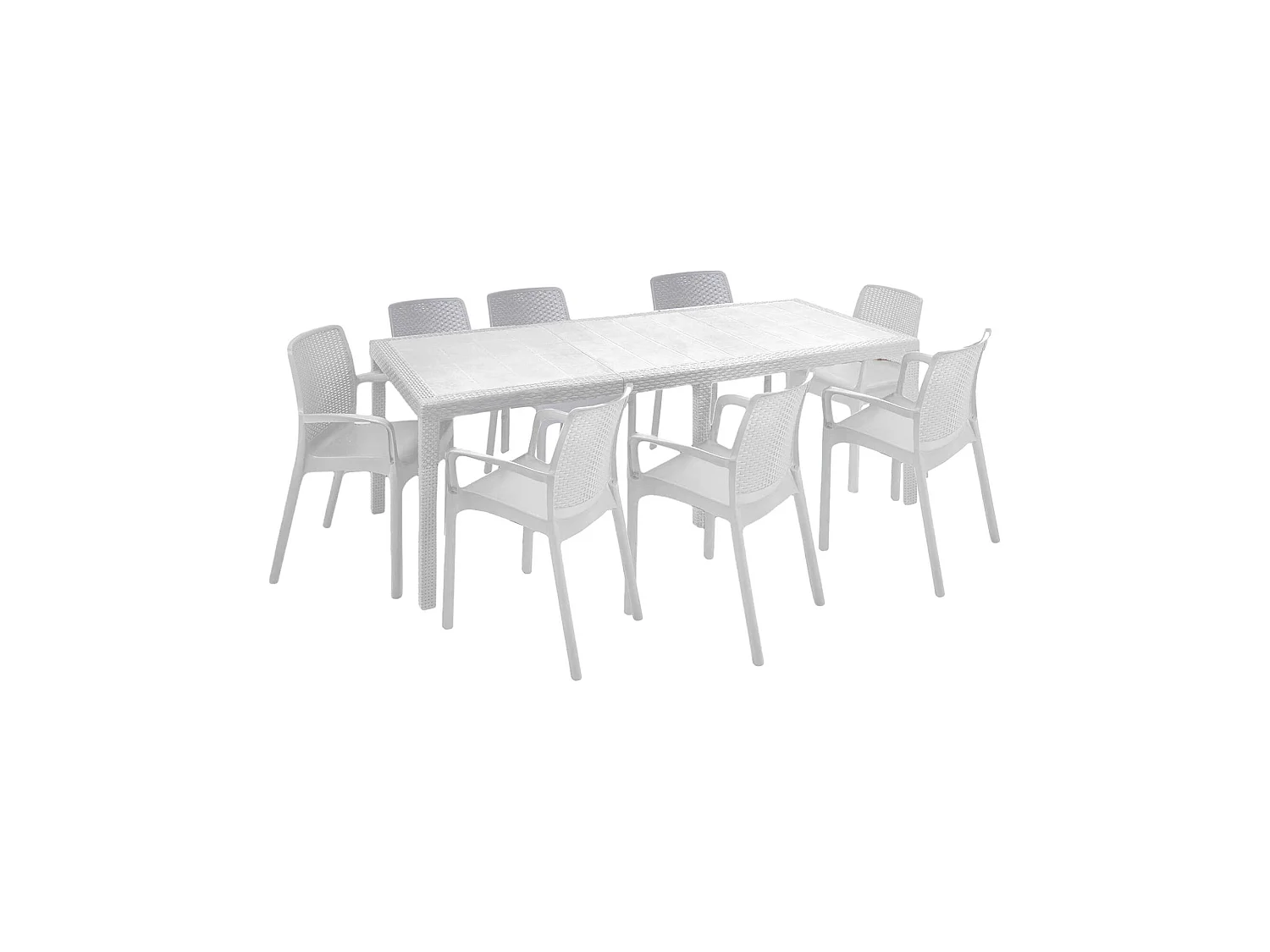 Conjunto Mesa e Cadeiras Cortanze, 8 Lugares, Fabricado em Itália, Branco, Extensível, Assento 60,5x54h85 cm