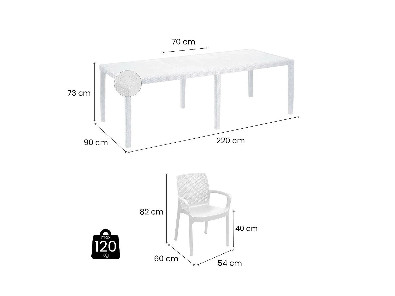 Conjunto Mesa e Cadeiras Cortanze, 8 Lugares, Fabricado em Itália, Branco, Extensível, Assento 60,5x54h85 cm