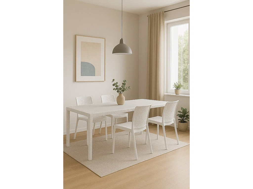 Conjunto Mesa e Cadeiras Cortanze, 10 Lugares Fabricado em Itália, Branco, Extensível, Dimensões do assento 60,5x54h83 cm