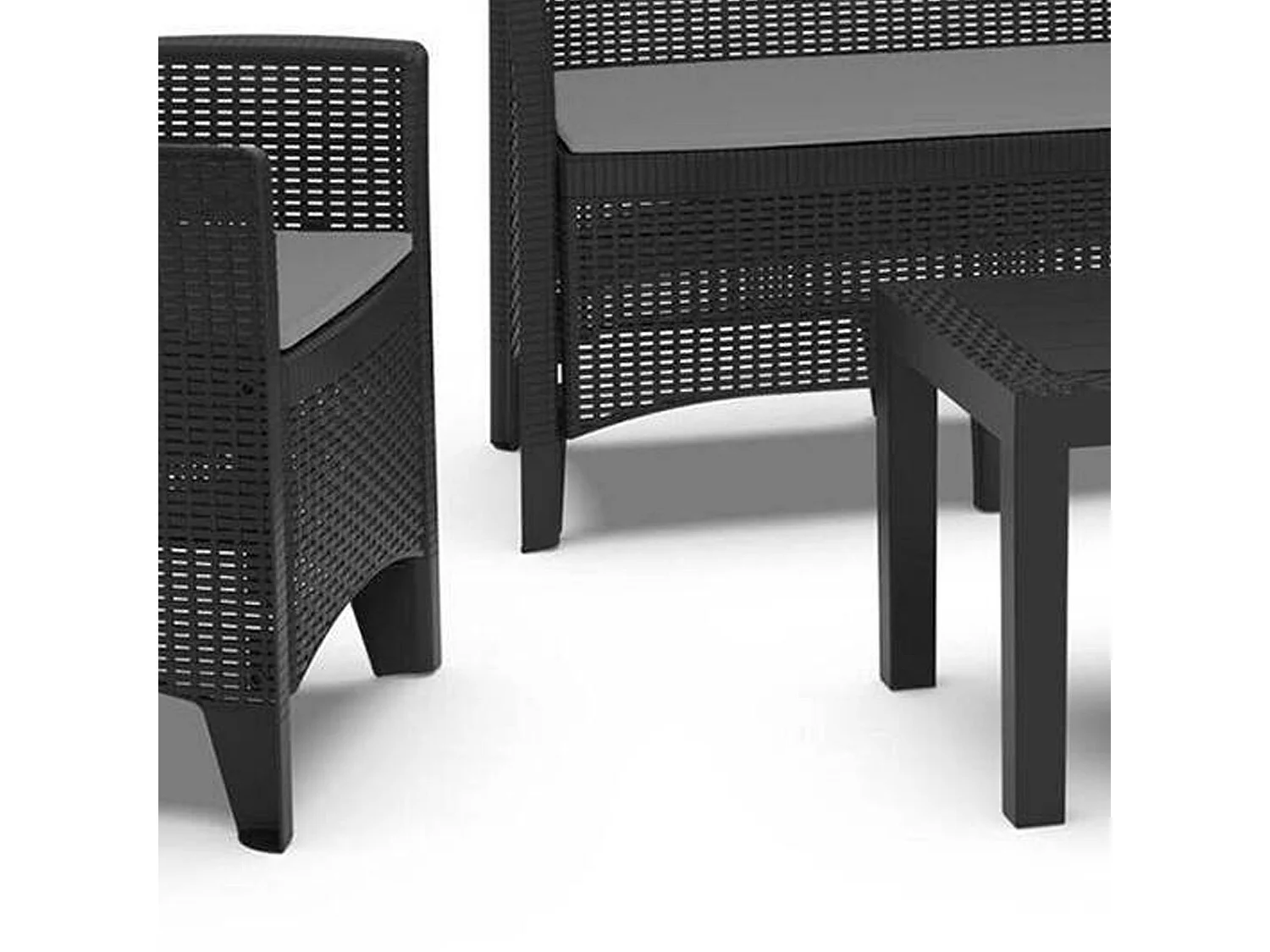 Set Salotto da Esterno Domaso, Salottino 4 Posti, Tavolo 10 Posti Posti Made in Italy, Nero Antracite, Salottino Outdoor, un Tavolino