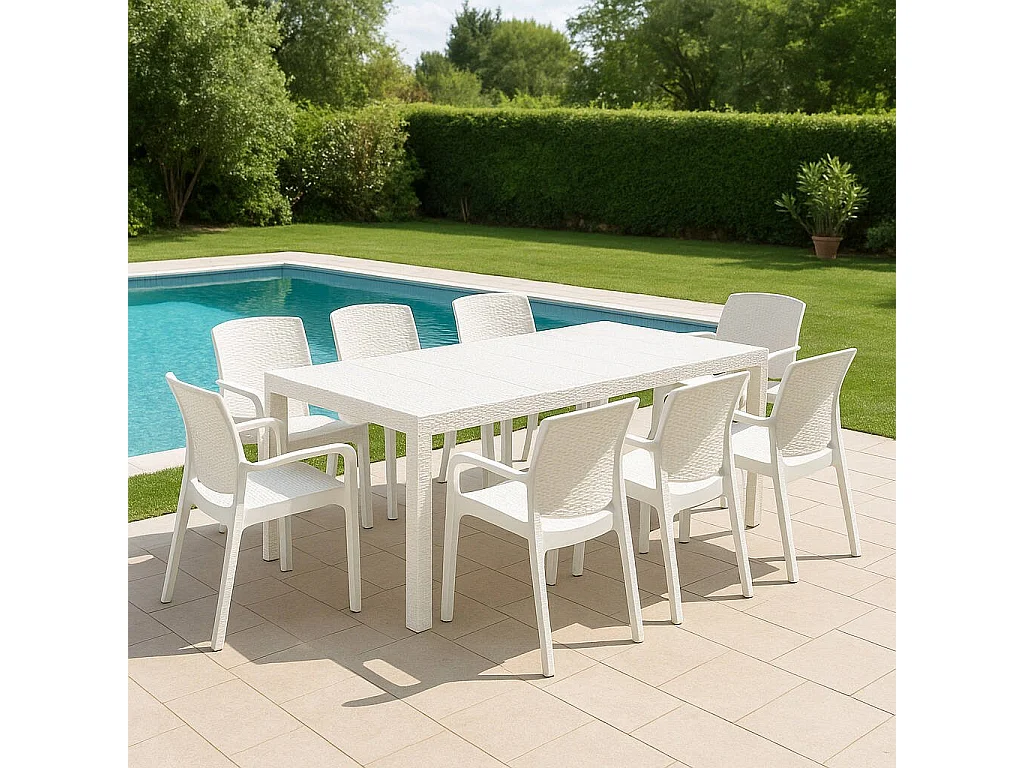 Arret Gartenmöbel-Set, 8 Plätze, Made in Italy, Weiß, Outdoor Sitzgruppe