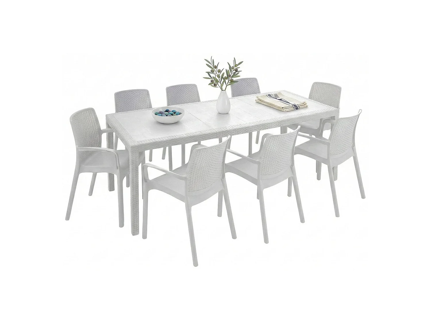 Arret Gartenmöbel-Set, 8 Plätze, Made in Italy, Weiß, Outdoor Sitzgruppe