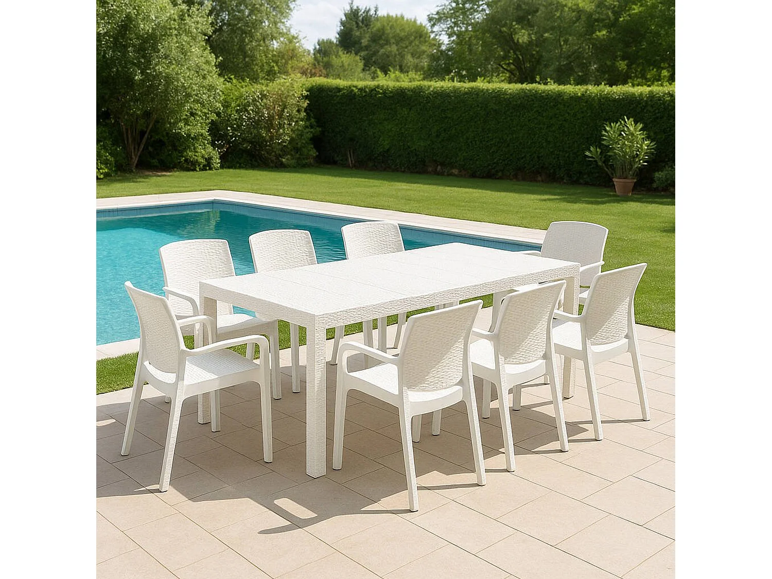 Arret Gartenmöbel-Set, 8 Plätze, Made in Italy, Weiß, Outdoor Sitzgruppe