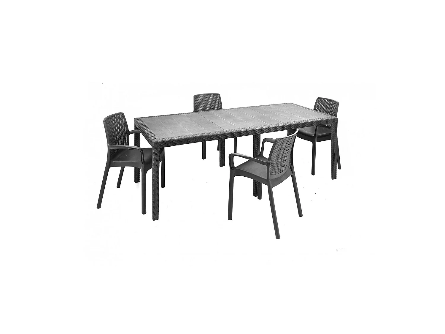 Set Salotto da Esterno Arret, 4 Posti Made in Italy, Nero Antracite, Salottino Outdoor