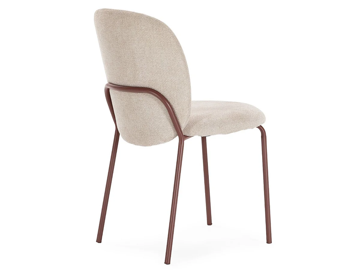Lot de 6 chaises en tissu polyester doux beige et pieds en métal laqué terracotta - DARRIS