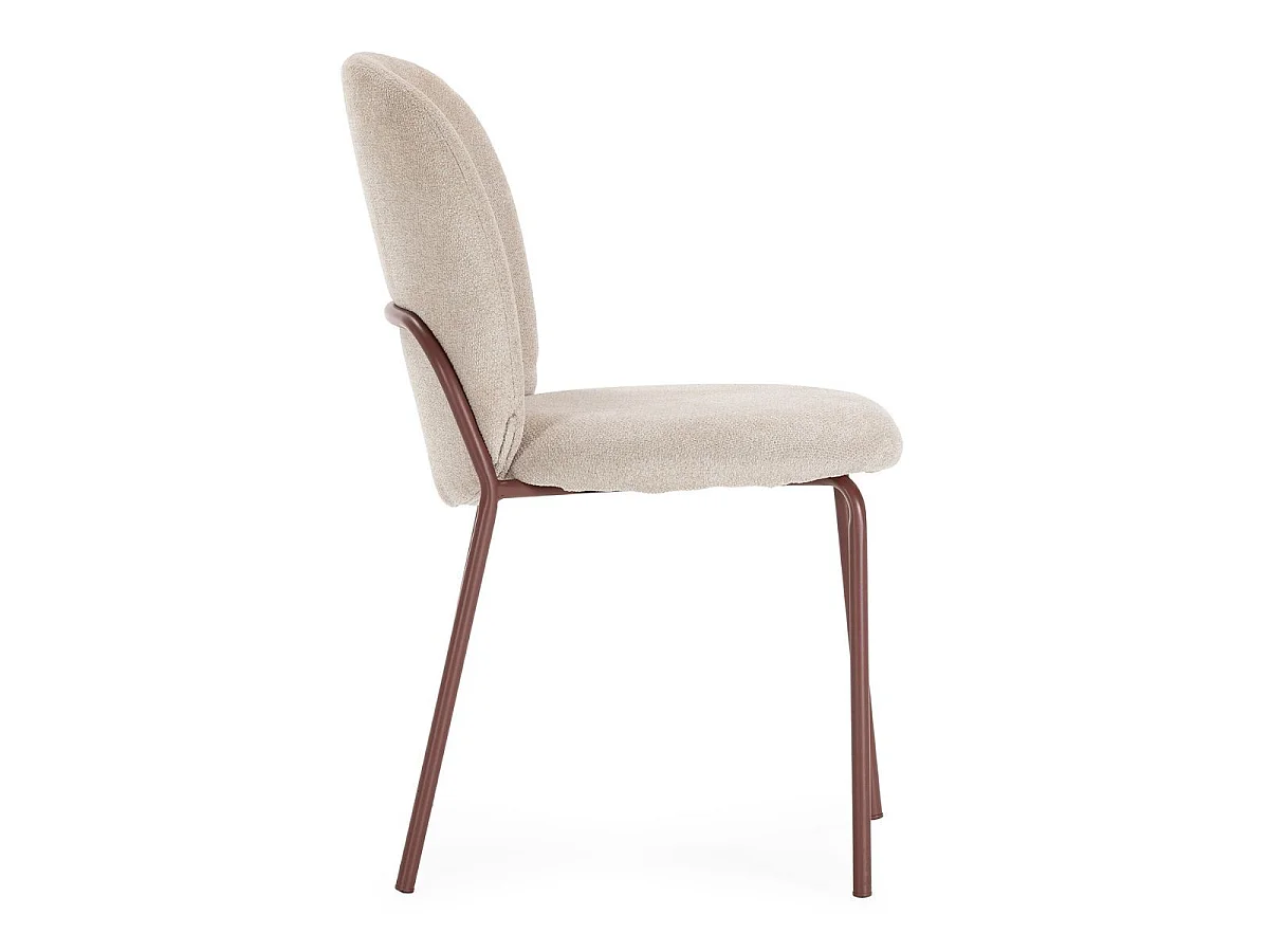 Lot de 6 chaises en tissu polyester doux beige et pieds en métal laqué terracotta - DARRIS