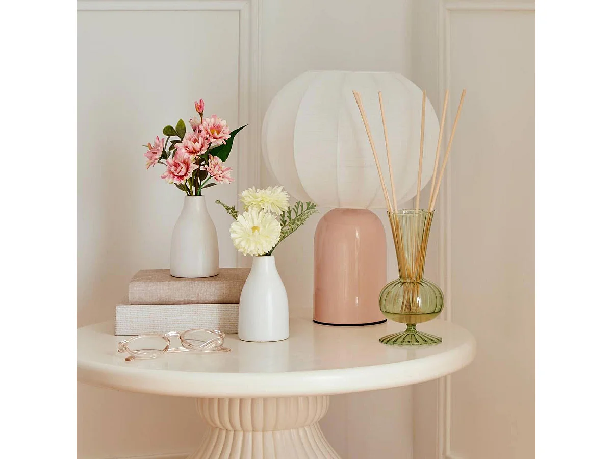 Lampe à Poser en Métal "Tobie" 33cm Rose