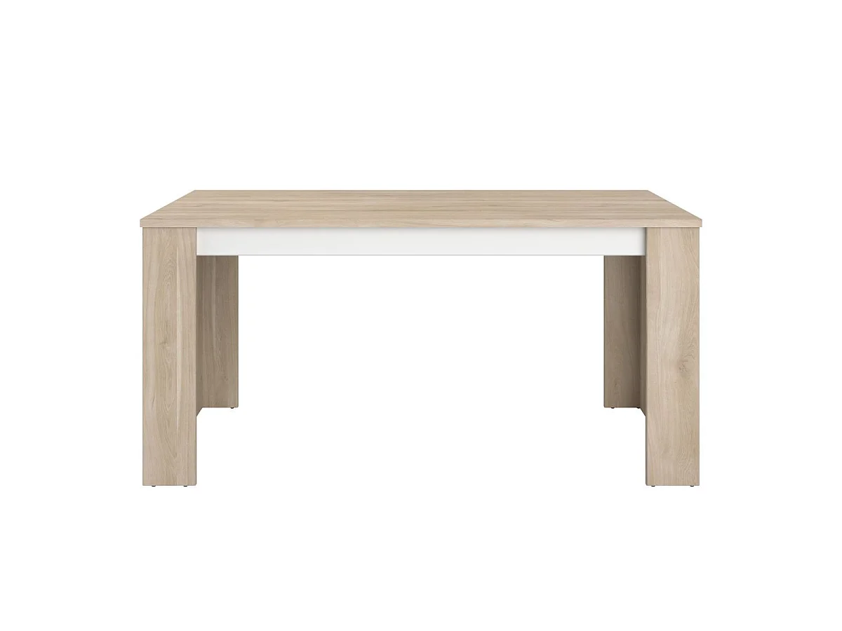 Table repas 160cm aspect bois clair et sous plateau blanc - ORPHÉE