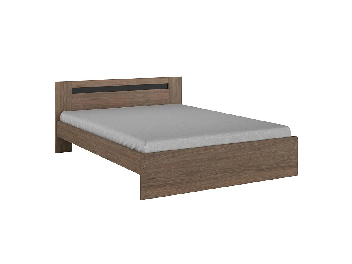 Lit 140x190 aspect bois teinté noyer - KASUAL