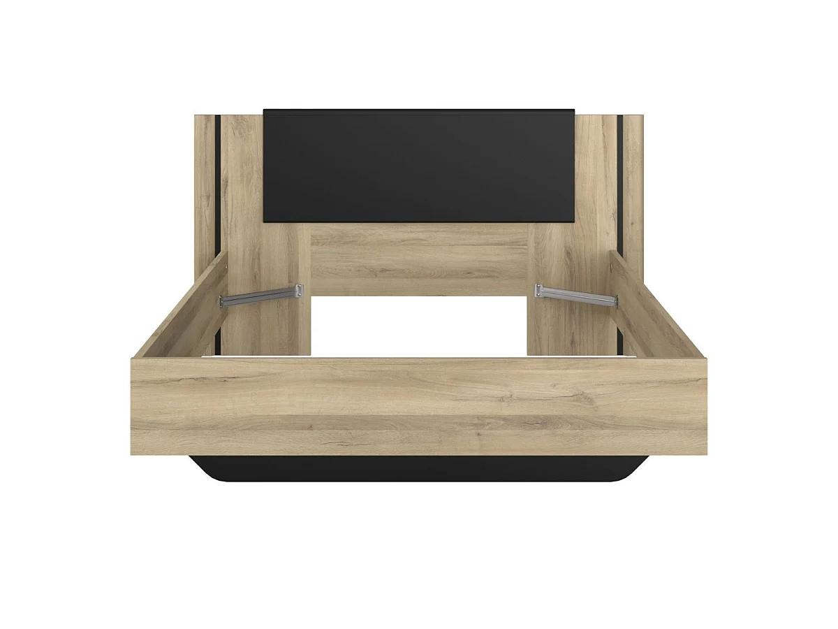 Lit 140x190 design aspect bois et noir - ELOUAN