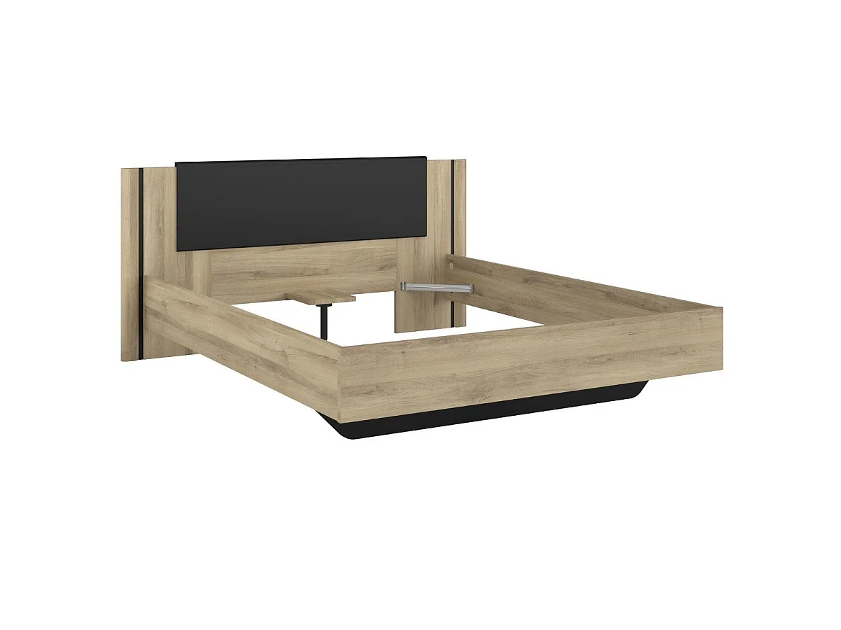 Lit 160x200 design aspect bois et noir - ELOUAN