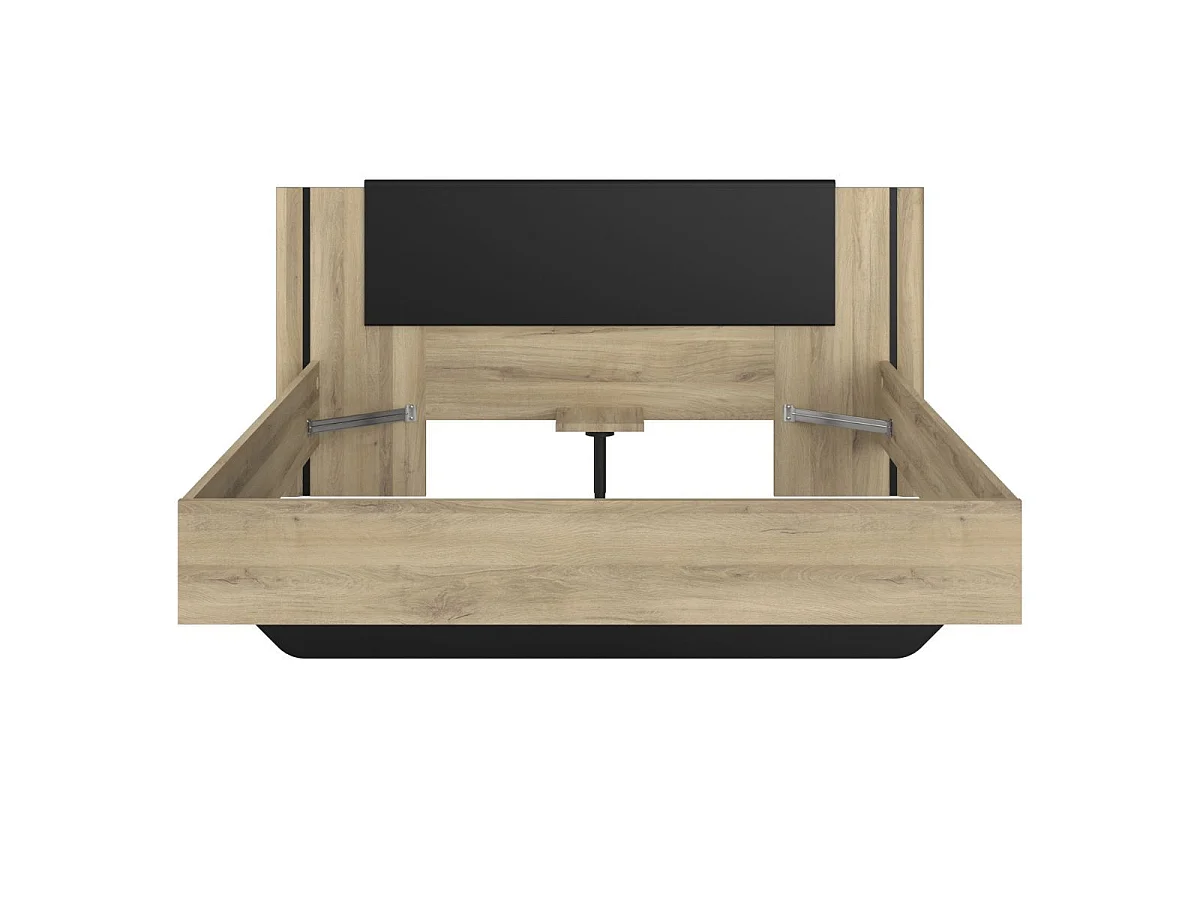 Lit 160x200 design aspect bois et noir - ELOUAN