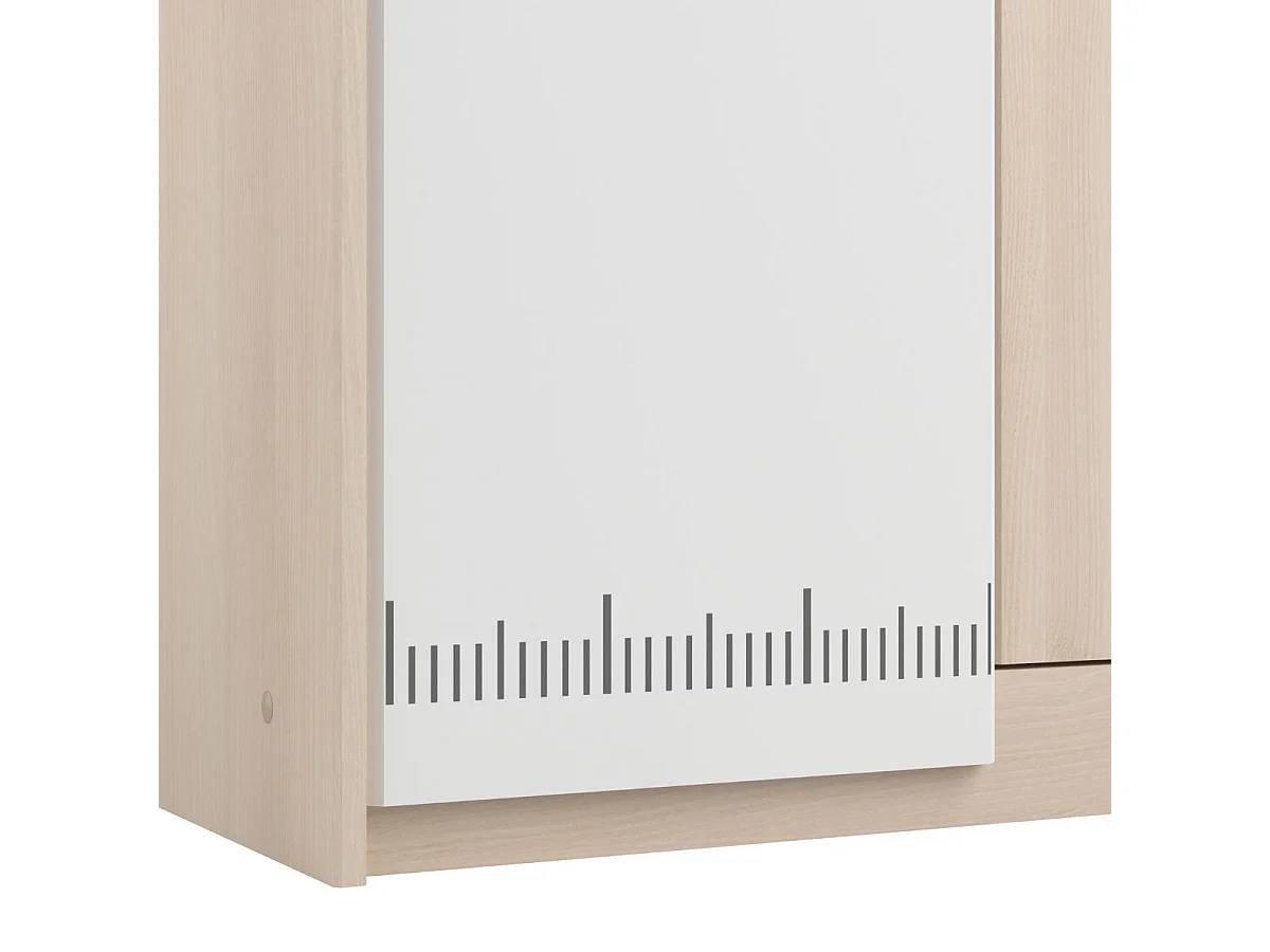 Armoire 2 portes aspect bois avec 1 porte blanche sérigraphiée - CHARLINE