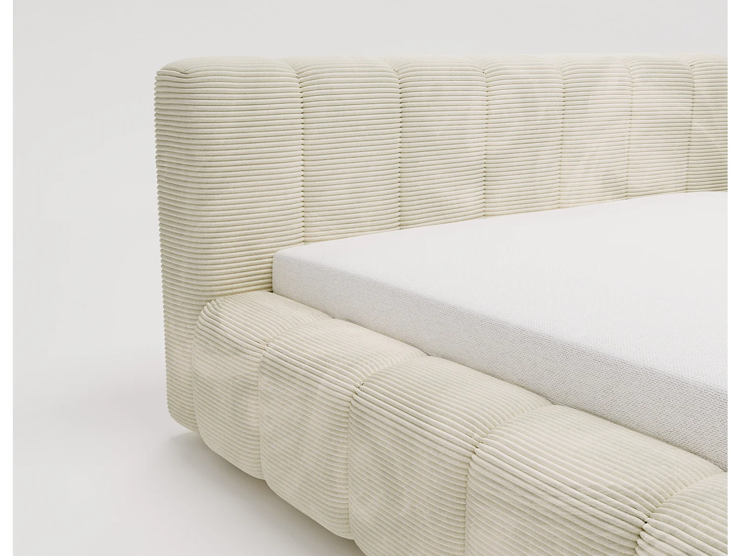 Cord-Doppelbett 180x200 Bolonia - mit Bettkasten und Holzlattenrost, Bett Beige