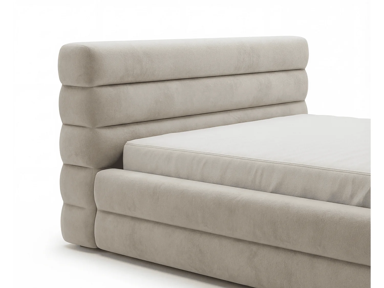 Polsterbett 180x200 cm Elias mit Bettkasten, modernes Design, Metalllattenrost - Beige