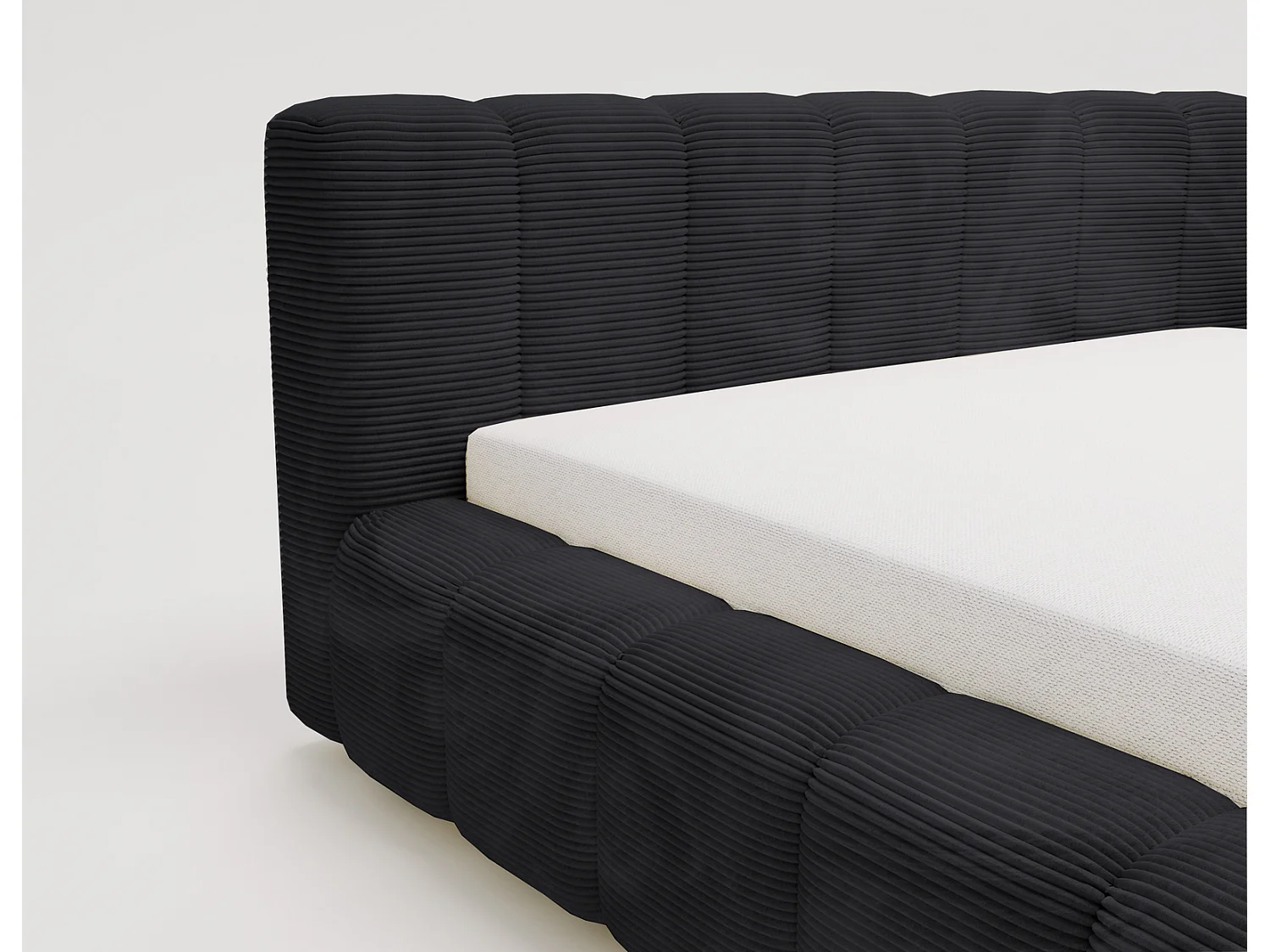 Cord-Doppelbett 140x200 Bolonia - mit Bettkasten und Holzlattenrost, Bett Schwarz