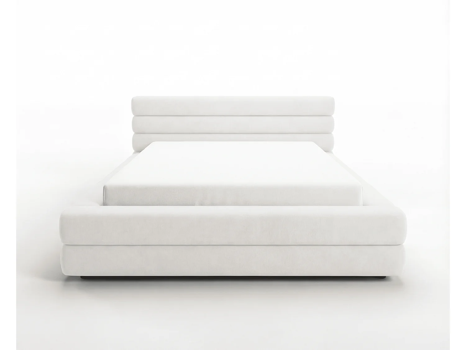 Lit double 180x200 cm Elias avec rangement, style moderne, sommier en bois, crème