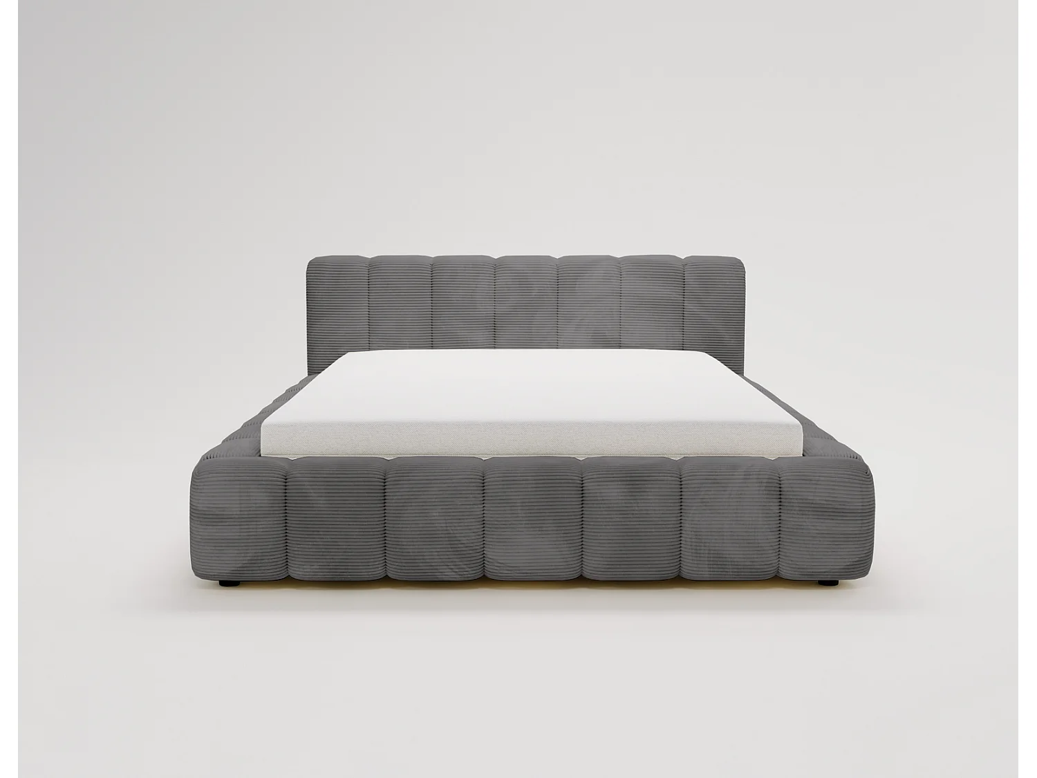 Cord-Doppelbett 140x200 Bolonia - mit Bettkasten und Holzlattenrost, Bett Dunkelgrau