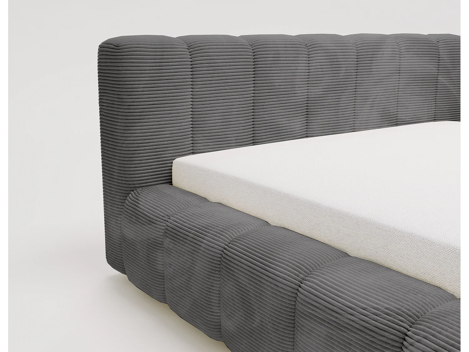 Cord-Doppelbett 140x200 Bolonia - mit Bettkasten und Holzlattenrost, Bett Dunkelgrau